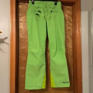 Never worn bright green marmot snowpants size XS